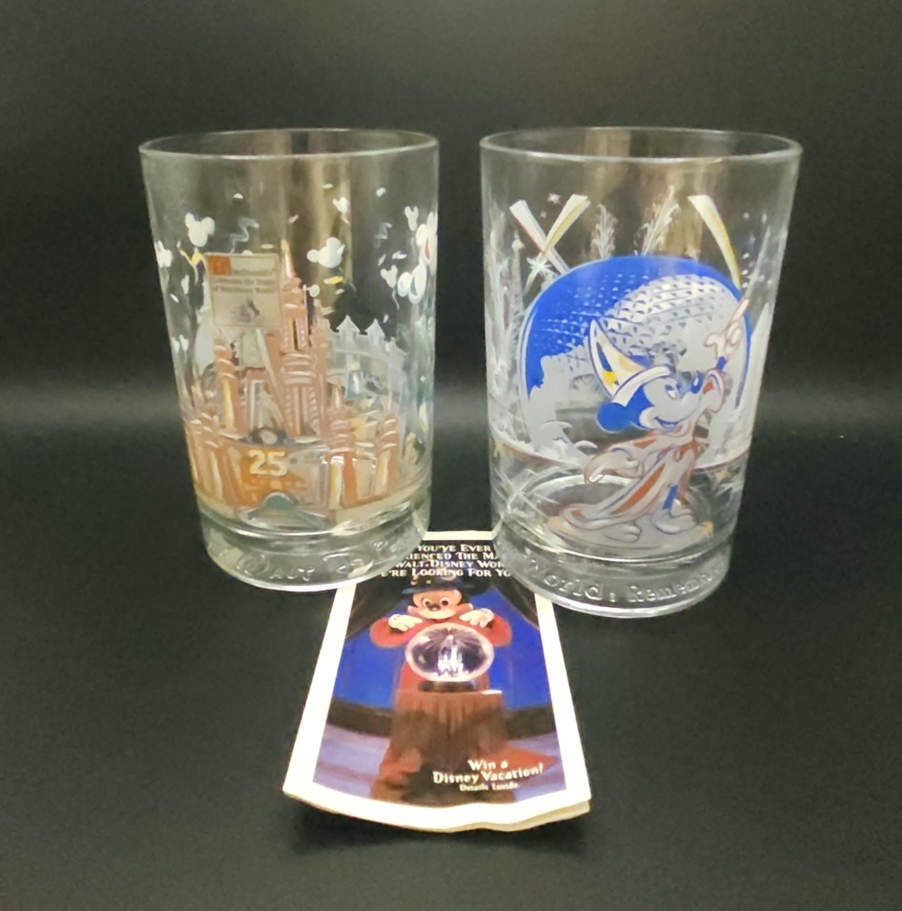 Disney World 25th Anniversary Drinking Glasses, set of 2